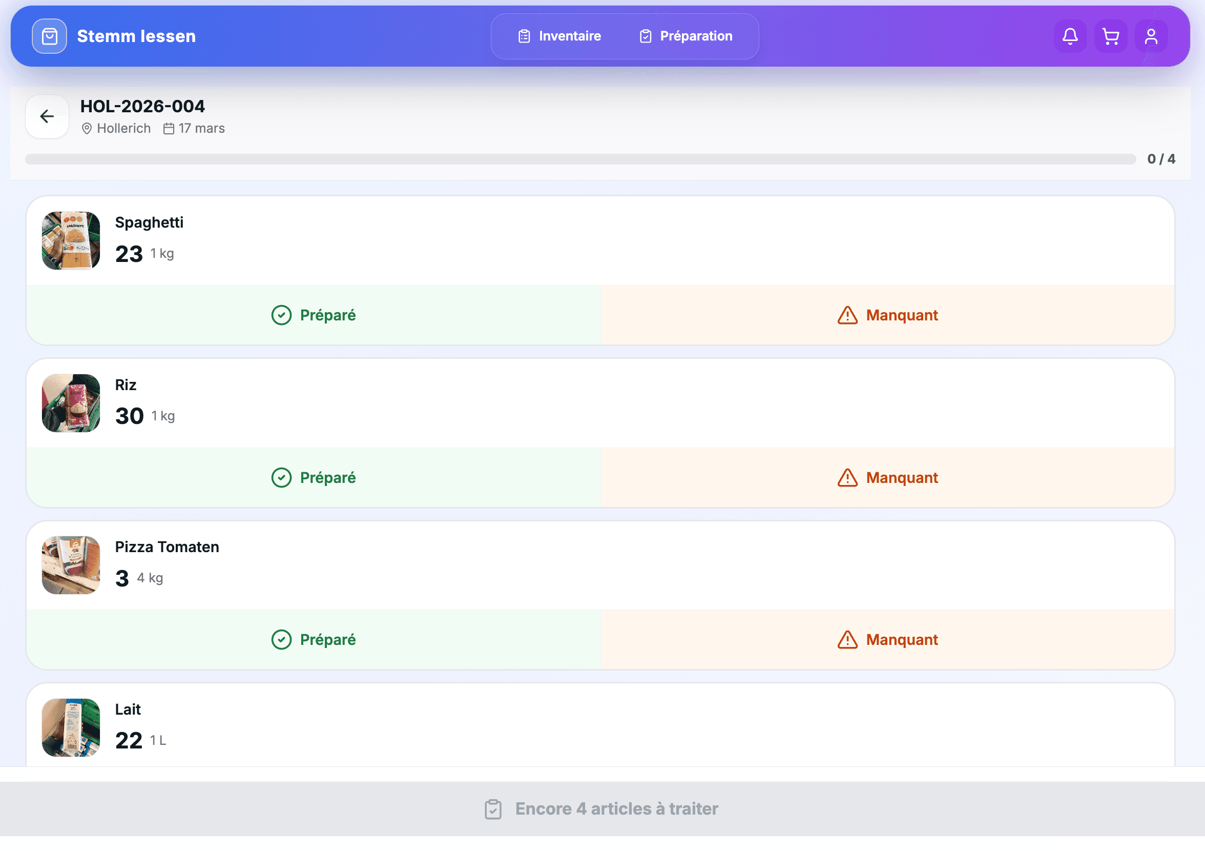 La gestion des commandes